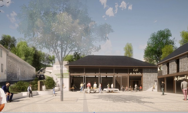 Esquisse architecturale de l’aménagement du centre-bourg Aspin-en-Lavedan